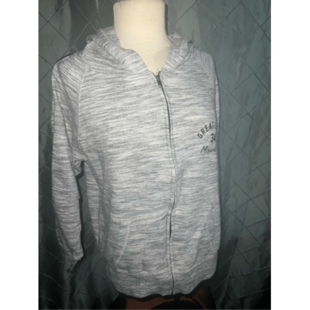LE Women Large Great Smoky Mountains Heathered Gray Front Zip Fall Spring Jacket